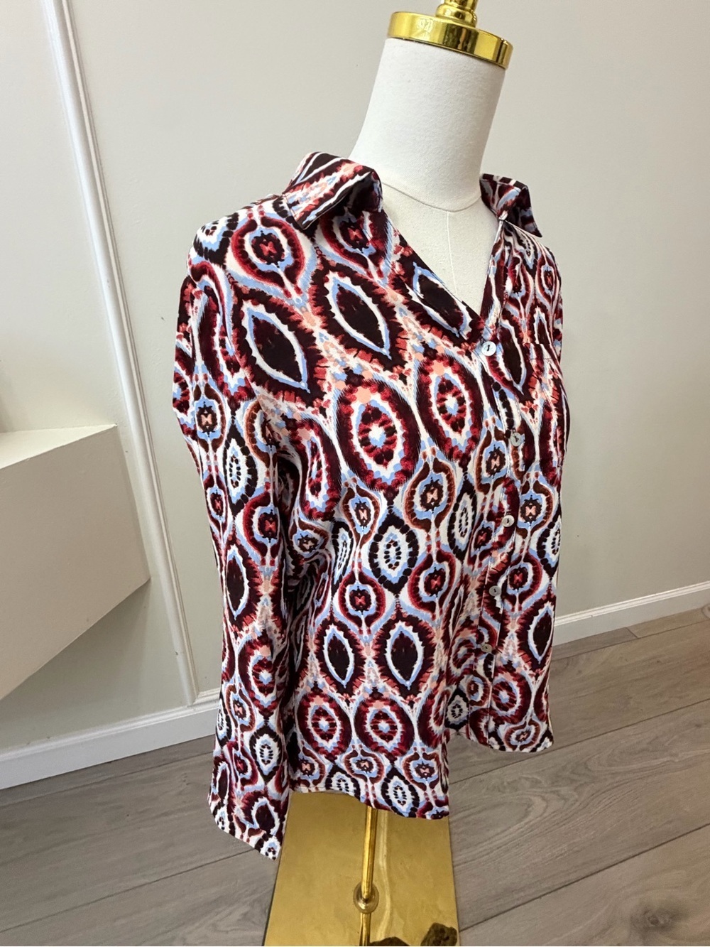 Printed Button-Down Shirt - Red Multi Ikat - Picture 3 of 6